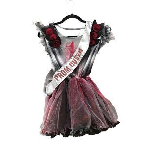Girls XL 12-14‎ Years Zombie Prom Queen Costume With Sash Halloween Dress